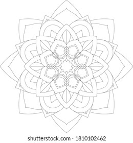 Circular pattern in form of mandala with flower for Henna, Mehndi, tattoo, decoration. Decorative ornament in ethnic oriental style. Outline doodle hand draw vector illustration.