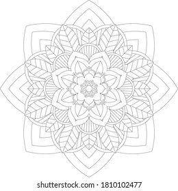 Circular pattern in form of mandala with flower for Henna, Mehndi, tattoo, decoration. Decorative ornament in ethnic oriental style. Outline doodle hand draw vector illustration.