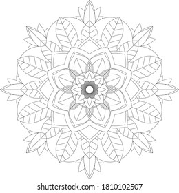 Circular pattern in form of mandala with flower for Henna, Mehndi, tattoo, decoration. Decorative ornament in ethnic oriental style. Outline doodle hand draw vector illustration.