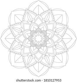 Circular pattern in form of mandala with flower for Henna, Mehndi, tattoo, decoration. Decorative ornament in ethnic oriental style. Outline doodle hand draw vector illustration.