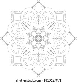 Circular pattern in form of mandala with flower for Henna, Mehndi, tattoo, decoration. Decorative ornament in ethnic oriental style. Outline doodle hand draw vector illustration.