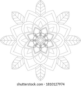 Circular pattern in form of mandala with flower for Henna, Mehndi, tattoo, decoration. Decorative ornament in ethnic oriental style. Outline doodle hand draw vector illustration.