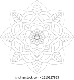 Circular pattern in form of mandala with flower for Henna, Mehndi, tattoo, decoration. Decorative ornament in ethnic oriental style. Outline doodle hand draw vector illustration.