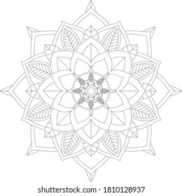 Circular pattern in form of mandala with flower for Henna, Mehndi, tattoo, decoration. Decorative ornament in ethnic oriental style. Outline doodle hand draw vector illustration.