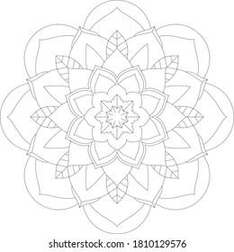 Circular pattern in form of mandala with flower for Henna, Mehndi, tattoo, decoration. Decorative ornament in ethnic oriental style. Outline doodle hand draw vector illustration.