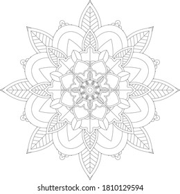 Circular pattern in form of mandala with flower for Henna, Mehndi, tattoo, decoration. Decorative ornament in ethnic oriental style. Outline doodle hand draw vector illustration.