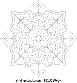 Circular pattern in form of mandala with flower for Henna, Mehndi, tattoo, decoration. Decorative ornament in ethnic oriental style. Outline doodle hand draw vector illustration.