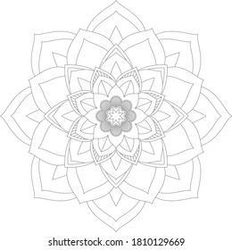 Circular pattern in form of mandala with flower for Henna, Mehndi, tattoo, decoration. Decorative ornament in ethnic oriental style. Outline doodle hand draw vector illustration.