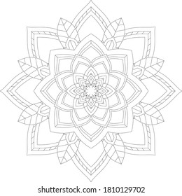 Circular pattern in form of mandala with flower for Henna, Mehndi, tattoo, decoration. Decorative ornament in ethnic oriental style. Outline doodle hand draw vector illustration.