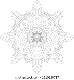 Circular pattern in form of mandala with flower for Henna, Mehndi, tattoo, decoration. Decorative ornament in ethnic oriental style. Outline doodle hand draw vector illustration.