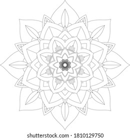 Circular pattern in form of mandala with flower for Henna, Mehndi, tattoo, decoration. Decorative ornament in ethnic oriental style. Outline doodle hand draw vector illustration.