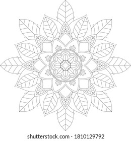 Circular pattern in form of mandala with flower for Henna, Mehndi, tattoo, decoration. Decorative ornament in ethnic oriental style. Outline doodle hand draw vector illustration.
