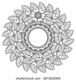 Circular pattern in form of mandala with flower for henna, mehndi, tattoo, decoration.