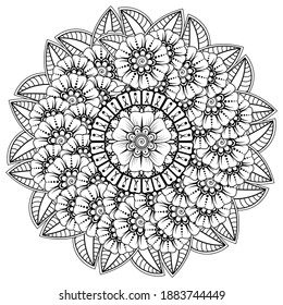 Circular pattern in the form of mandala with flower for henna, mehndi, tattoo, decoration. decorative ornament in ethnic oriental style. coloring book page.