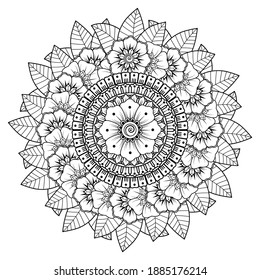 Circular pattern in form of mandala with flower for henna, mehndi, tattoo, decoration.