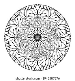 Circular pattern in the form of mandala with flower for henna, mehndi, tattoo, decoration. decorative ornament in ethnic oriental style. coloring book page.