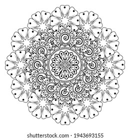 Circular pattern in the form of mandala with flower for henna, mehndi, tattoo, decoration. decorative ornament in ethnic oriental style. coloring book page.