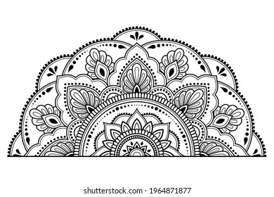 Circular pattern in form of mandala with flower for Henna, Mehndi, tattoo, decoration. Decorative ornament in ethnic oriental style. Outline doodle hand draw vector illustration.