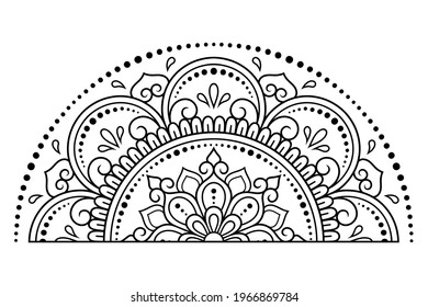 Circular pattern in form of mandala with flower for Henna, Mehndi, tattoo, decoration. Decorative ornament in ethnic oriental style. Outline doodle hand draw vector illustration.