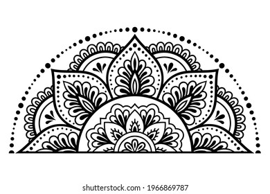 Circular pattern in form of mandala with flower for Henna, Mehndi, tattoo, decoration. Decorative ornament in ethnic oriental style. Outline doodle hand draw vector illustration.