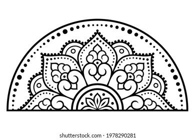 Circular pattern in form of mandala with flower for Henna, Mehndi, tattoo, decoration. Decorative ornament in ethnic oriental style. Outline doodle hand draw vector illustration.