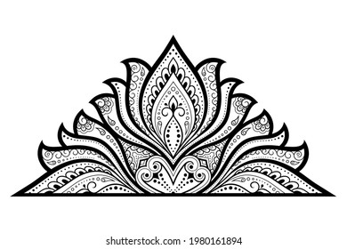 Circular pattern in form of mandala with flower for Henna, Mehndi, tattoo, decoration. Decorative ornament in ethnic oriental style. Outline doodle hand draw vector illustration.