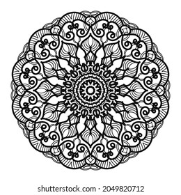 Circular pattern in the form of mandala with flower for henna mandala tattoo decoration