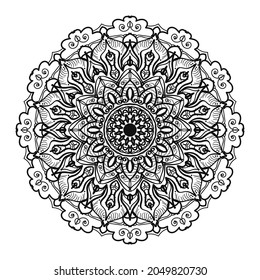 Circular pattern in the form of mandala with flower for henna mandala tattoo decoration