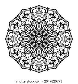 Circular pattern in the form of mandala with flower for henna mandala tattoo decoration