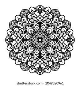 Circular pattern in the form of mandala with flower for henna mandala tattoo decoration