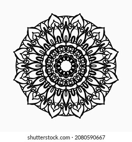 Circular pattern in the form of mandala with flower for henna mandala tattoo decoration.