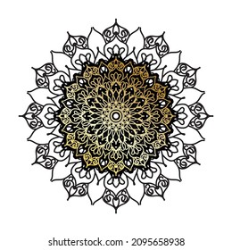Circular pattern in the form of mandala with flower for henna mandala tattoo decoration.