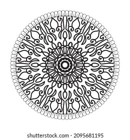 Patrón circular en forma de mandala con flor para la decoración del tatuaje de henna mandala