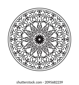 Circular pattern in the form of mandala with flower for henna mandala tattoo decoration