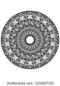 Circular pattern in form of mandala with flower for Henna, Mehndi, tattoo, decoration. Decorative ornament in ethnic oriental style.