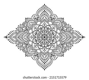 Circular pattern in form of mandala with flower for Henna, Mehndi, tattoo, decoration. Decorative ornament in ethnic oriental style. Outline doodle hand draw vector illustration.