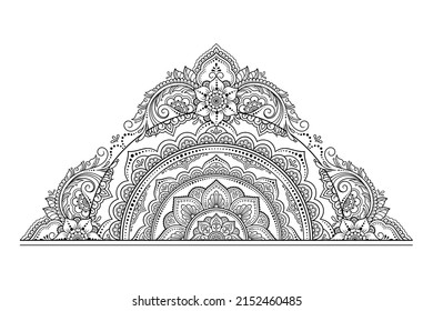 Circular pattern in form of mandala with flower for Henna, Mehndi, tattoo, decoration. Decorative ornament in ethnic oriental style. Outline doodle hand draw vector illustration.