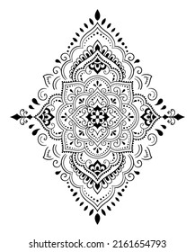 Circular pattern in form of mandala with flower for Henna, Mehndi, tattoo, decoration. Decorative ornament in ethnic oriental style. Outline doodle hand draw vector illustration.