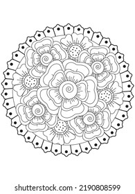 Circular pattern in the form of mandala with flower for henna.