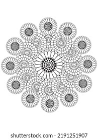 Circular pattern in the form of mandala with flower for henna.