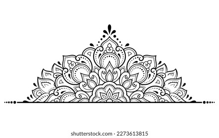 Circular pattern in form of mandala with flower for Henna, Mehndi, tattoo, decoration. Decorative ornament in ethnic oriental style. Outline doodle hand draw vector illustration.