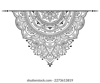 Circular pattern in form of mandala with flower for Henna, Mehndi, tattoo, decoration. Decorative ornament in ethnic oriental style. Outline doodle hand draw vector illustration.