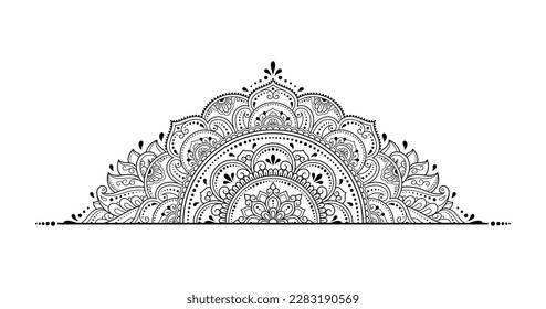 Circular pattern in form of mandala with flower for Henna, Mehndi, tattoo, decoration. Decorative ornament in ethnic oriental style. Outline doodle hand draw vector illustration.