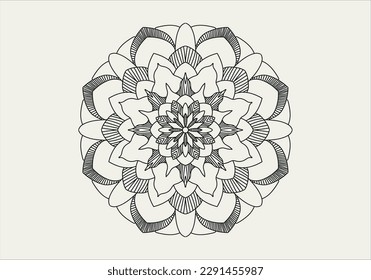 Circular pattern in form of mandala with flower for Henna, Mehndi, tattoo, decoration. Decorative ornament in ethnic oriental style. Outline doodle hand draw vector illustration.