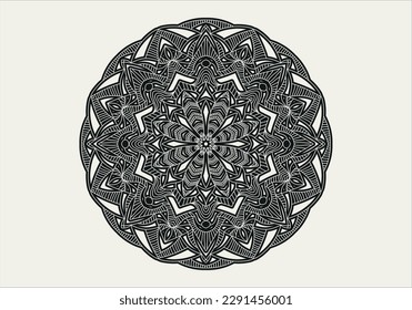 Circular pattern in form of mandala with flower for Henna, Mehndi, tattoo, decoration. Decorative ornament in ethnic oriental style. Outline doodle hand draw vector illustration.