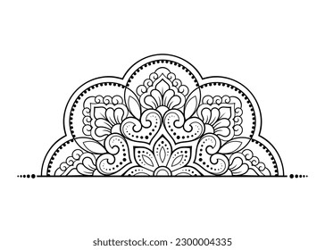 Circular pattern in form of mandala with flower for Henna, Mehndi, tattoo, decoration. Decorative ornament in ethnic oriental style. Outline doodle hand draw vector illustration.