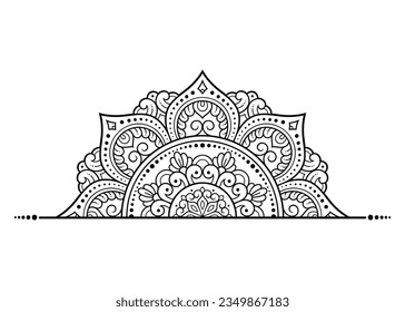 Circular pattern in form of mandala with flower for Henna, Mehndi, tattoo, decoration. Decorative ornament in ethnic oriental style. Outline doodle hand draw vector illustration.