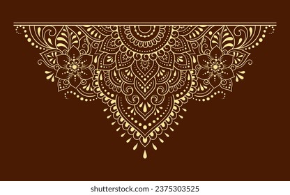Circular pattern in form of mandala with flower for Henna, Mehndi, tattoo, decoration. Decorative ornament in ethnic oriental style. Outline doodle hand draw vector illustration.