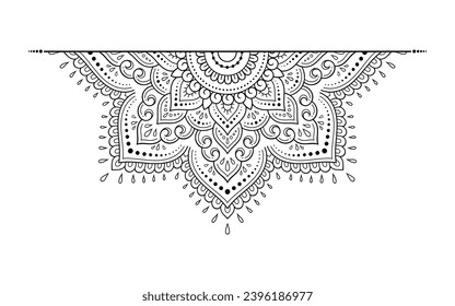 Circular pattern in form of mandala with flower for Henna, Mehndi, tattoo, decoration. Decorative ornament in ethnic oriental style. Outline doodle hand draw vector illustration.