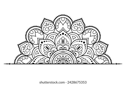 Circular pattern in form of mandala with flower for Henna, Mehndi, tattoo, decoration. Decorative ornament in ethnic oriental style. Outline doodle hand draw vector illustration.